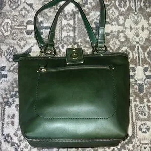 バッグ Coach Lily Legacy Turnrock Green Leather Coach Lily Legacy Turnrock Green Leather